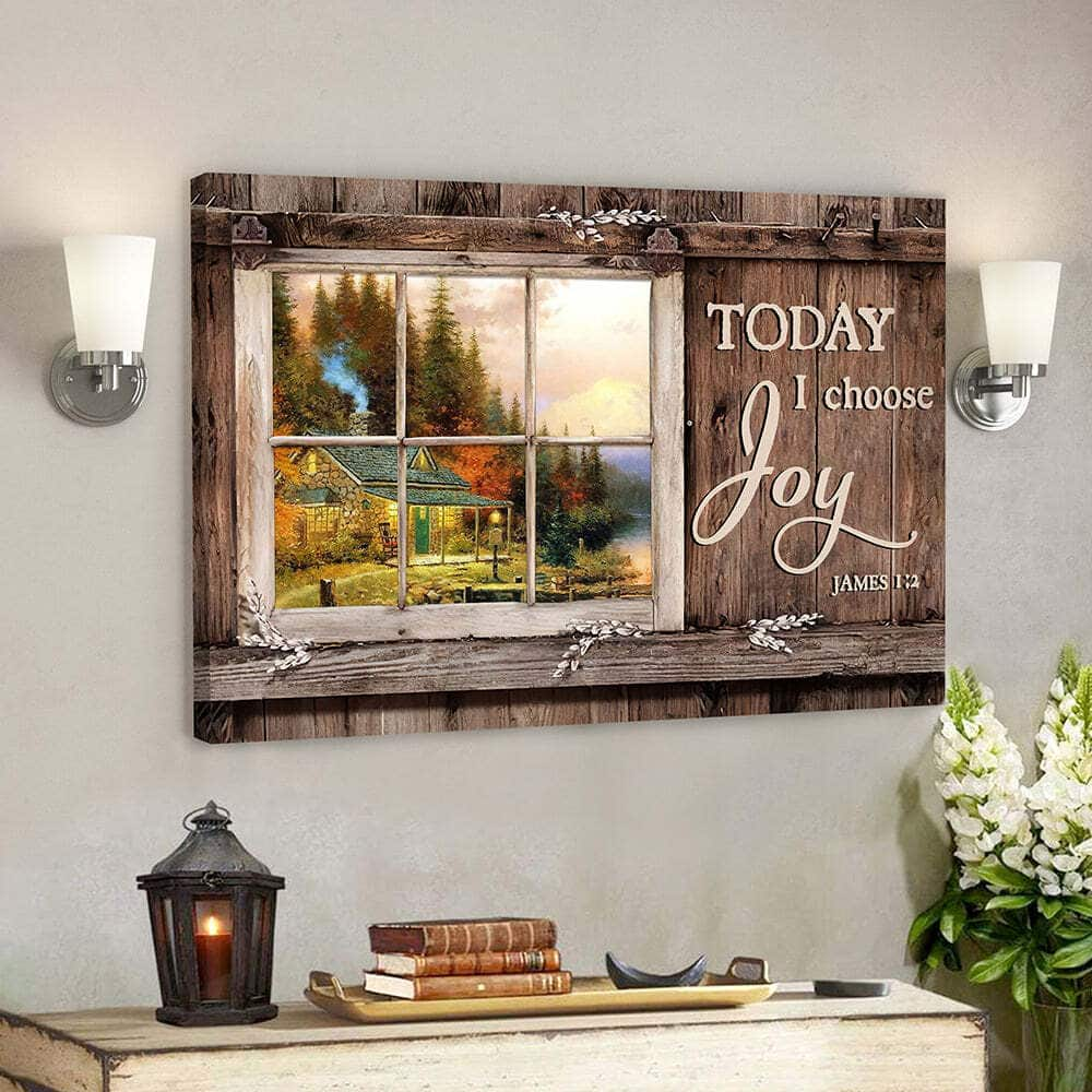 Today I Choose Day Joy Relgious James 12 Bible Verse Scripture Canvas Wall Art