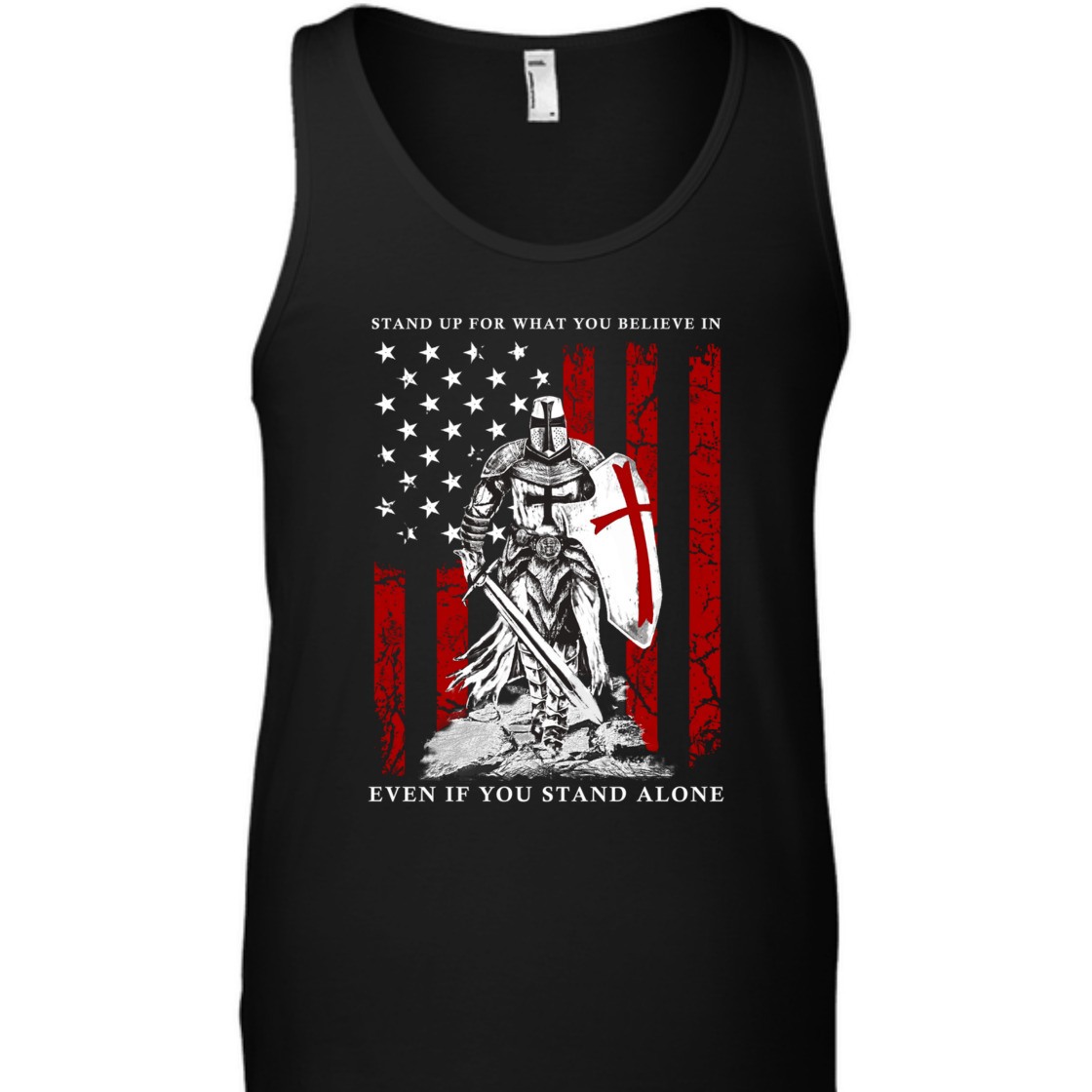 Stand Up For What You Believe In Armor Of God Knight Templar T-Shirt American Flag