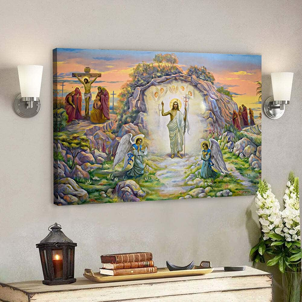 Jesus Christ In Heaven With Angels Christ Gift For Christian Canvas Wall Art