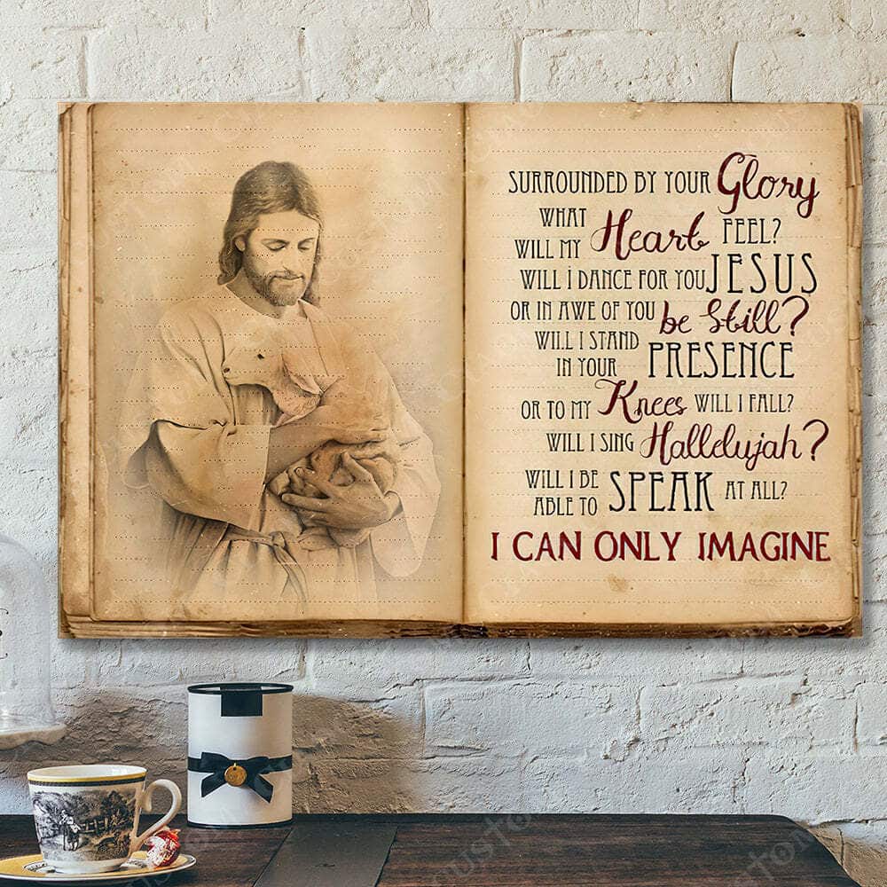 I Can Only Imagine Book Jesus Christ Bible Verse Scripture Canvas Wall Art
