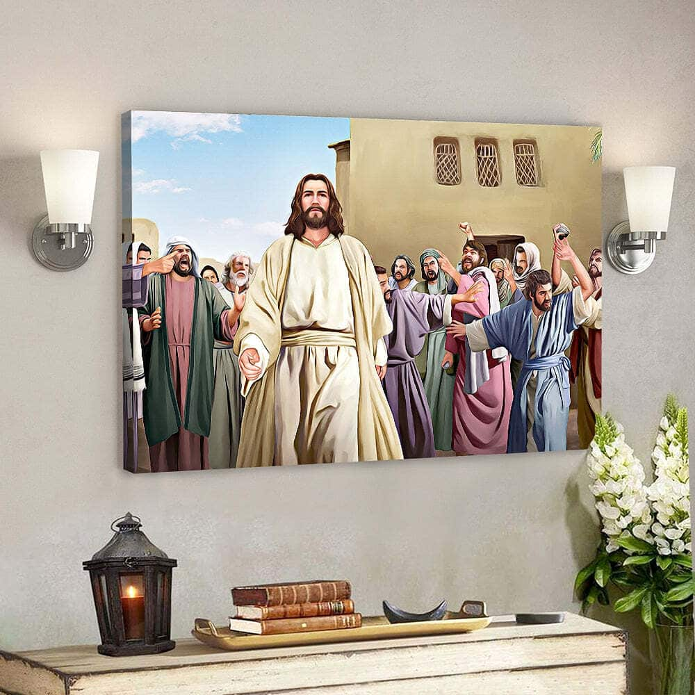 Jesus And People Christian Prints Gift For Christian Canvas Wall Art