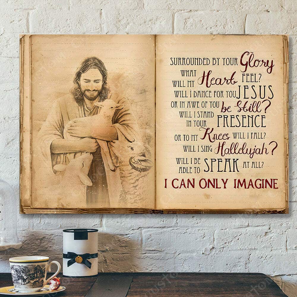 I Can Only Imagine Lambs Jesus Christ Bible Verse Scripture Canvas Wall Art
