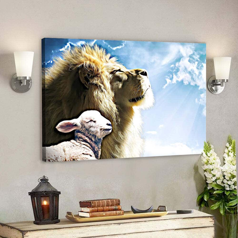 Lion Jesus Christ Hope Love Faith Bible Verse Scripture Canvas Wall Art