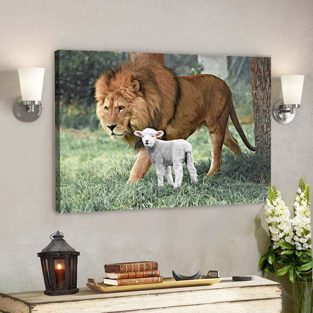 Lion Jesus Lamb Christian Gift Jesus Scripture Canvas Wall Art