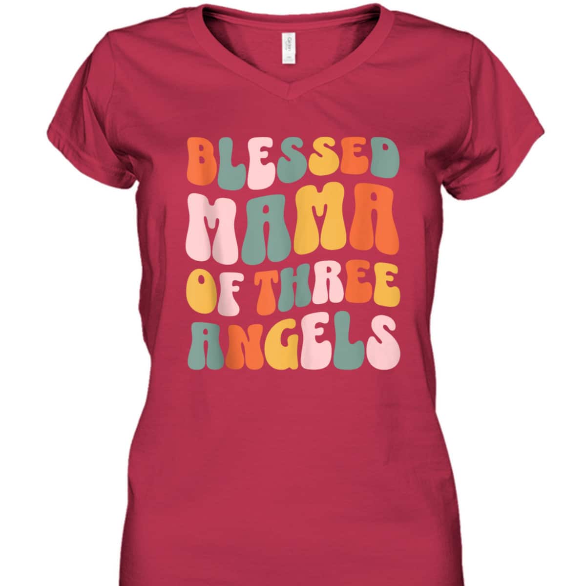 Mama Of Three Angels Mother's Day T-Shirt Gift For Christian Mom Mama Of Three Angels Mother's Day T-Shirt Gift For Christian Mom