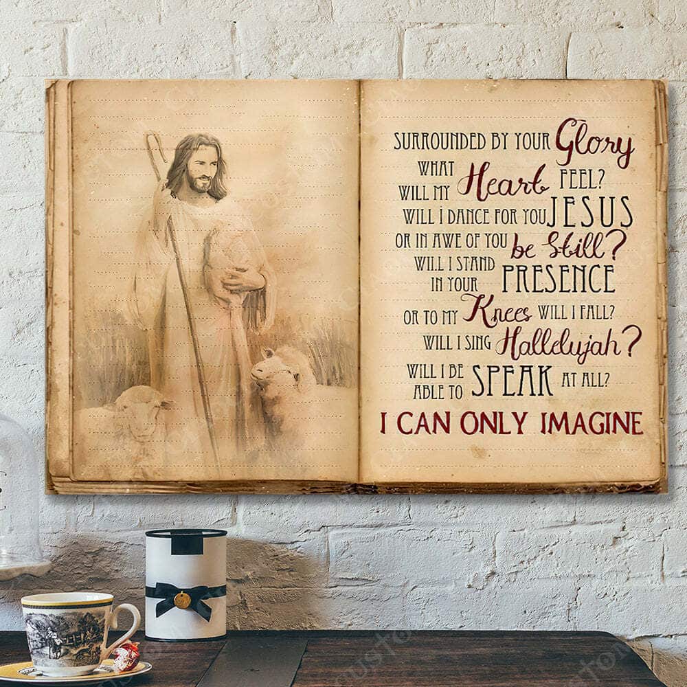 I Can Only Imagine Jesus Christ And Lambs Bible Verse Scripture Canvas Wall Art