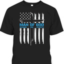 Man Of God Husband Dad Grandpa T-Shirt Christian Cross With US American Flag Father's Day Gift Man Of God Husband Dad Grandpa T-Shirt Christian Cross With US American Flag Father's Day Gift
