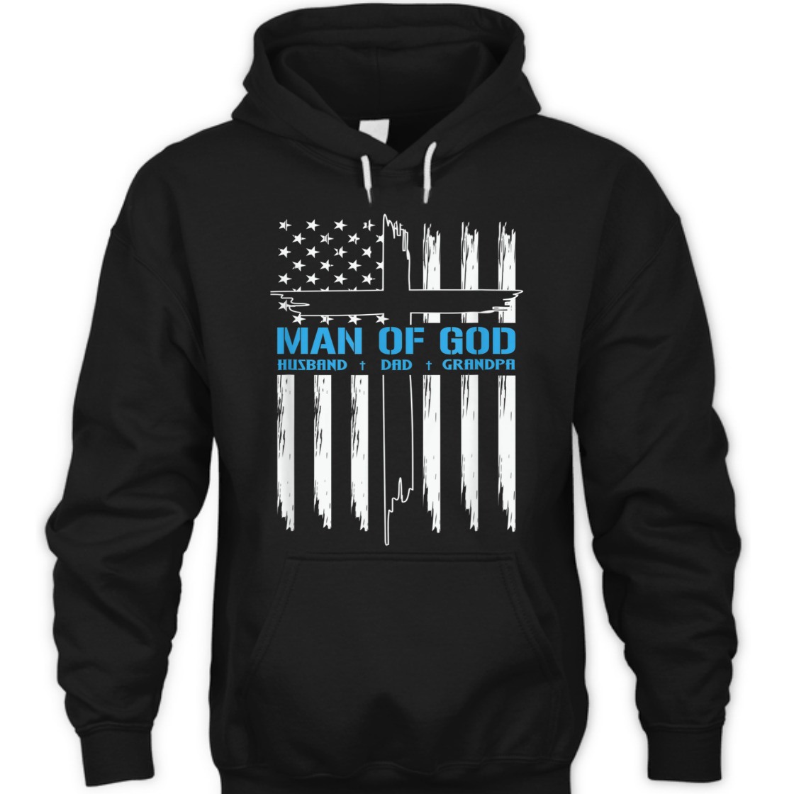 Man Of God Husband Dad Grandpa T-Shirt Christian Cross With US American Flag Father's Day Gift Man Of God Husband Dad Grandpa T-Shirt Christian Cross With US American Flag Father's Day Gift