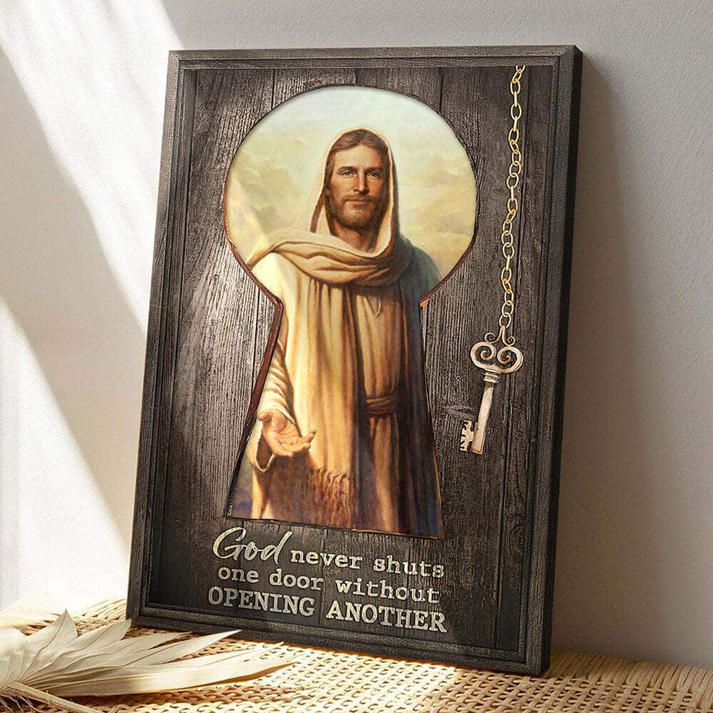 Christian Bible Verse Scripture Jesus God Never Shuts One Door Without Opening Another Canvas Print