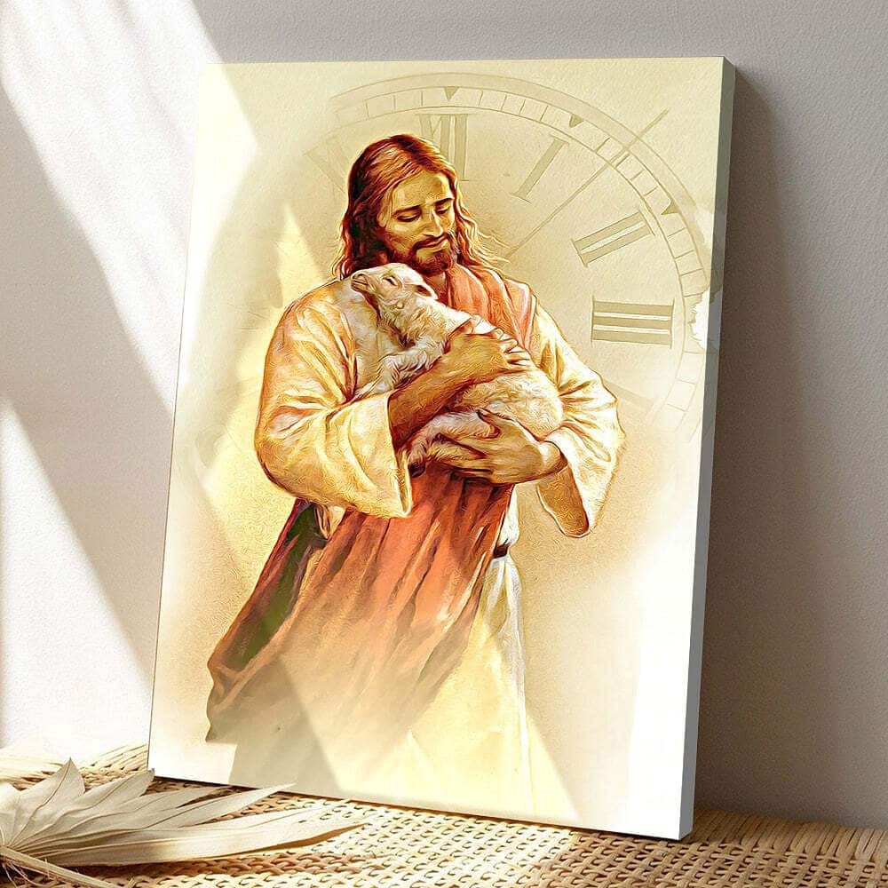 Jesus And Lamb Jesus Christ Bible Verse Scripture Canvas Print