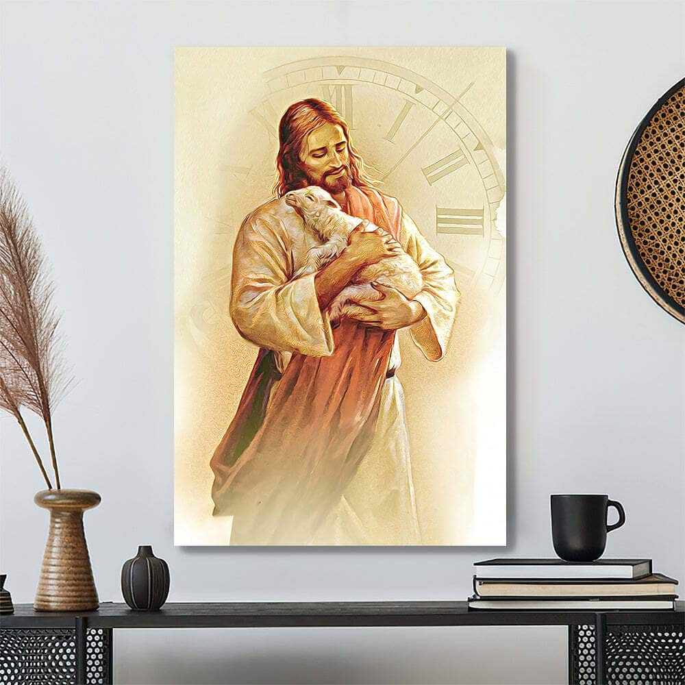 Jesus And Lamb Jesus Christ Bible Verse Scripture Canvas Print