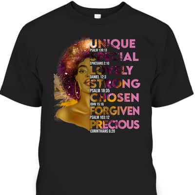 Black History Month Christian African Woman Motivational Bible Verse T-Shirt