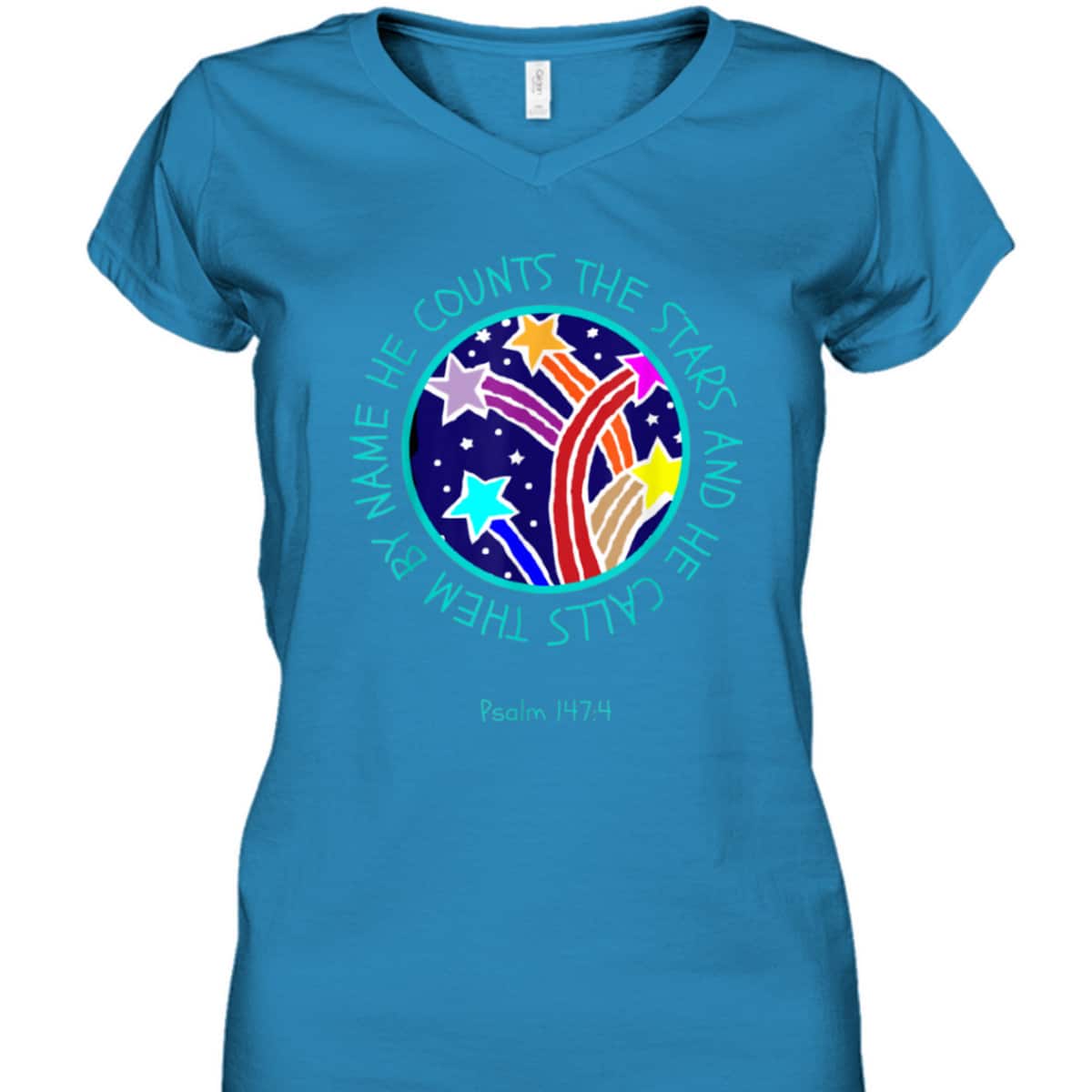 Christian Bible Verse T-Shirt Psalm 1474 He Counts The Stars Christian Bible Verse T-Shirt Psalm 1474 He Counts The Stars