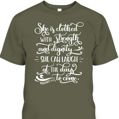 Womens Christian Bible Verse Proverbs 315 Virtuous Godly Woman Gif T-Shirt