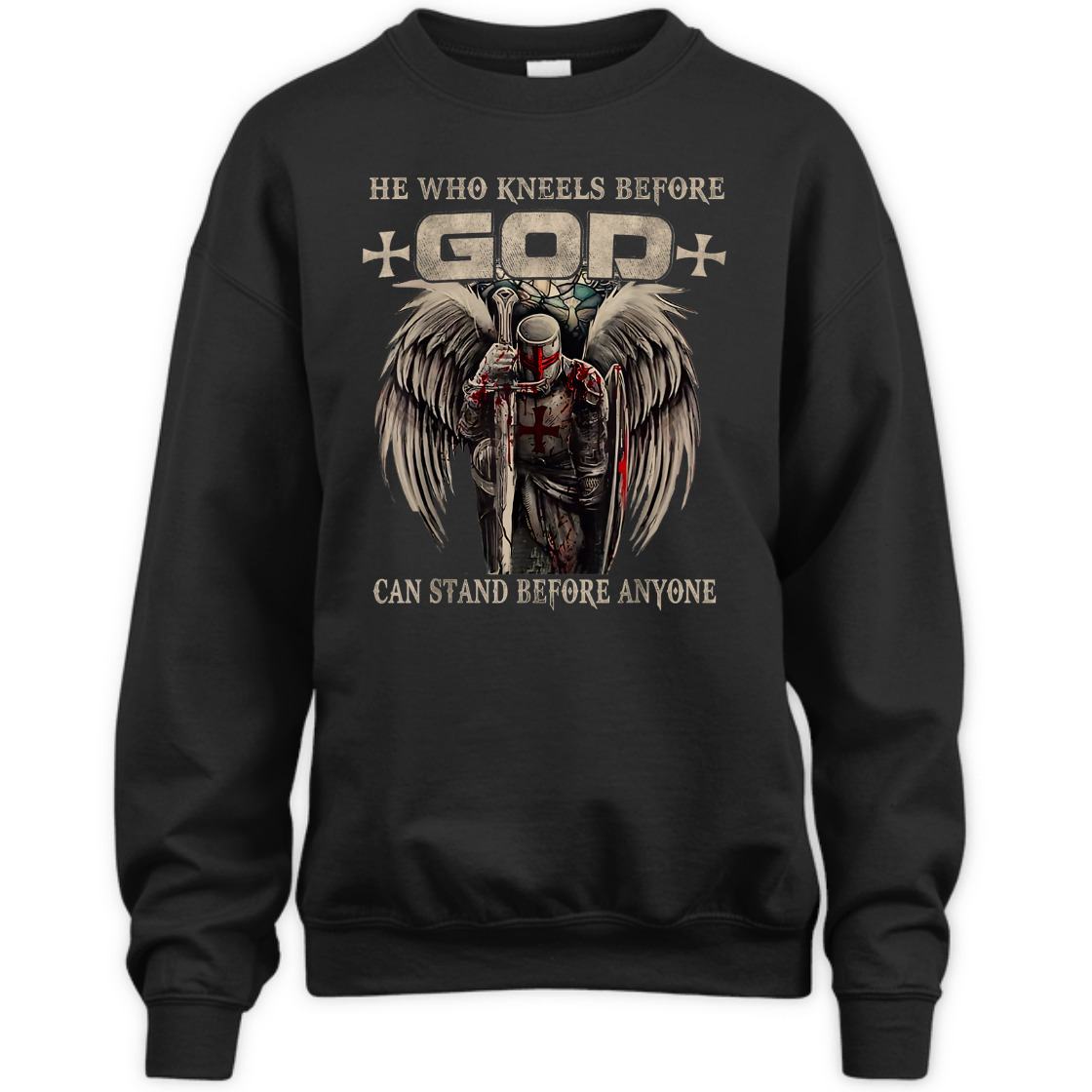 He Who Kneels Before God Can Stand Before Anyone Armor Of God Christian T-Shirt Religious Gift