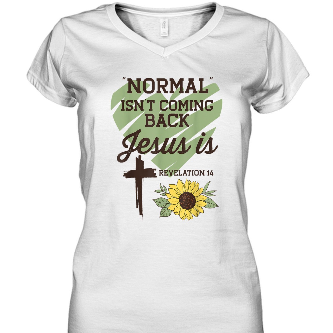 Bible Verse T-Shirt Normal Isn't Coming Back Jesus Is Sunflower With Cross