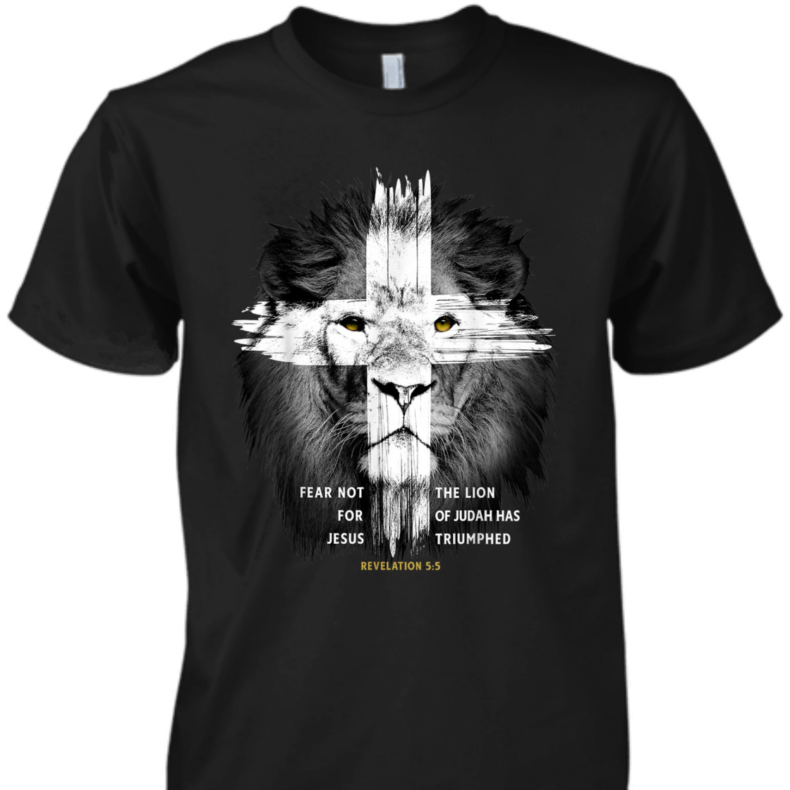 Lion Of Judah Revelation 5:5 With Cross Best Bible Verse T-Shirt For Believers