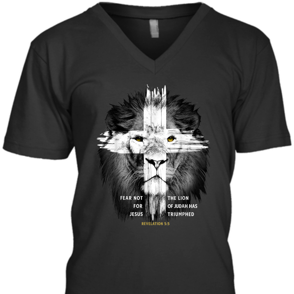 Lion Of Judah Revelation 5:5 With Cross Best Bible Verse T-Shirt For Believers Lion Of Judah Revelation 5:5 With Cross Best Bible Verse T-Shirt For Believers