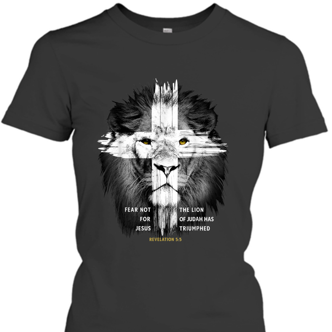 Lion Of Judah Revelation 5:5 With Cross Best Bible Verse T-Shirt For Believers