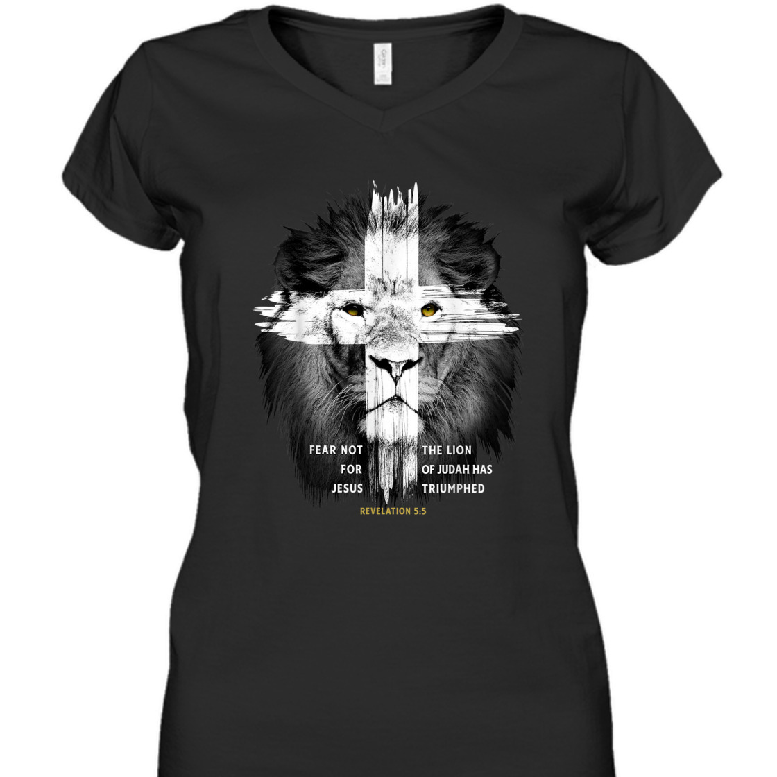 Lion Of Judah Revelation 5:5 With Cross Best Bible Verse T-Shirt For Believers