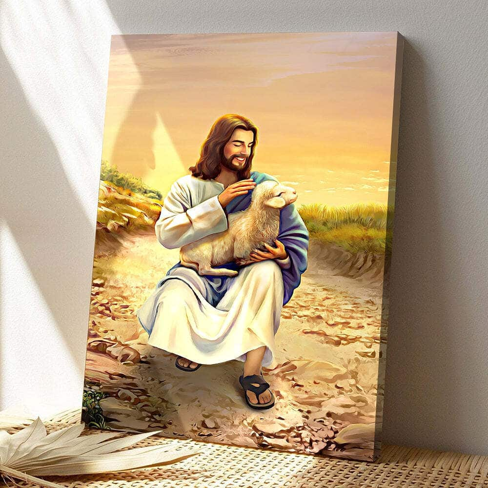 Jesus And Lamb Jesus Christ Bible Verse Scripture Canvas Print Gift