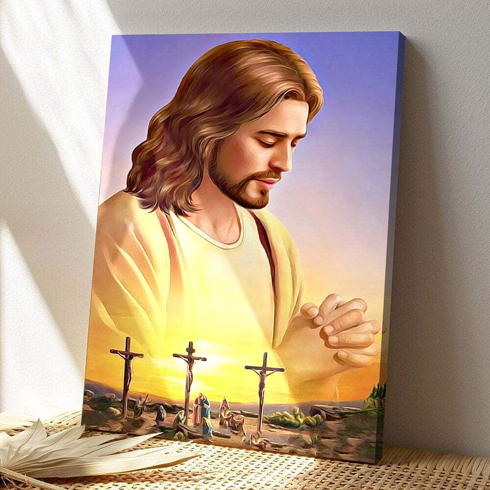 Jesus 3 Crosses Jesus Christ Bible Verse Scripture Canvas Print