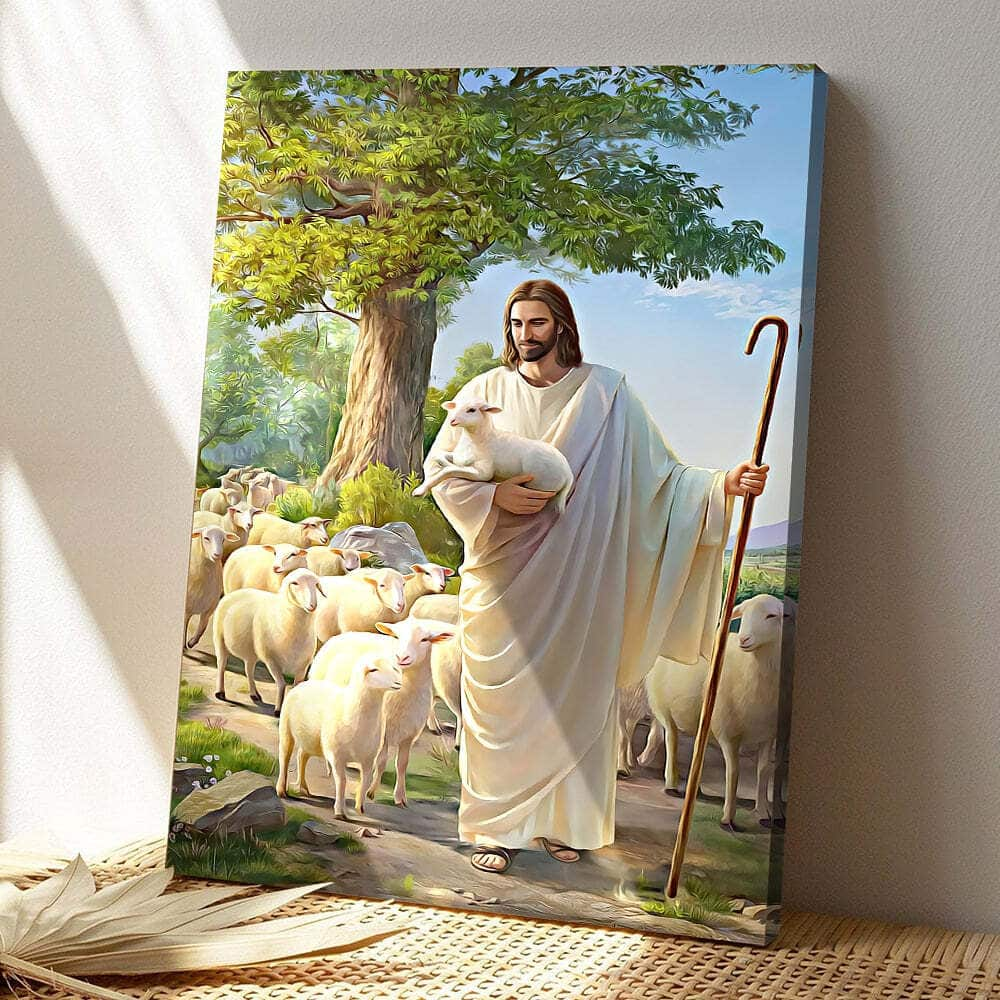 Jesus And Lambs Faith Jesus Christ Bible Verse Scripture Canvas Print