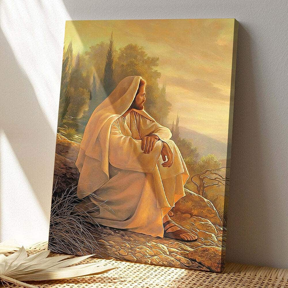 Jesus Sitting Religious Jesus Christ Bible Verse Scripture Canvas Print