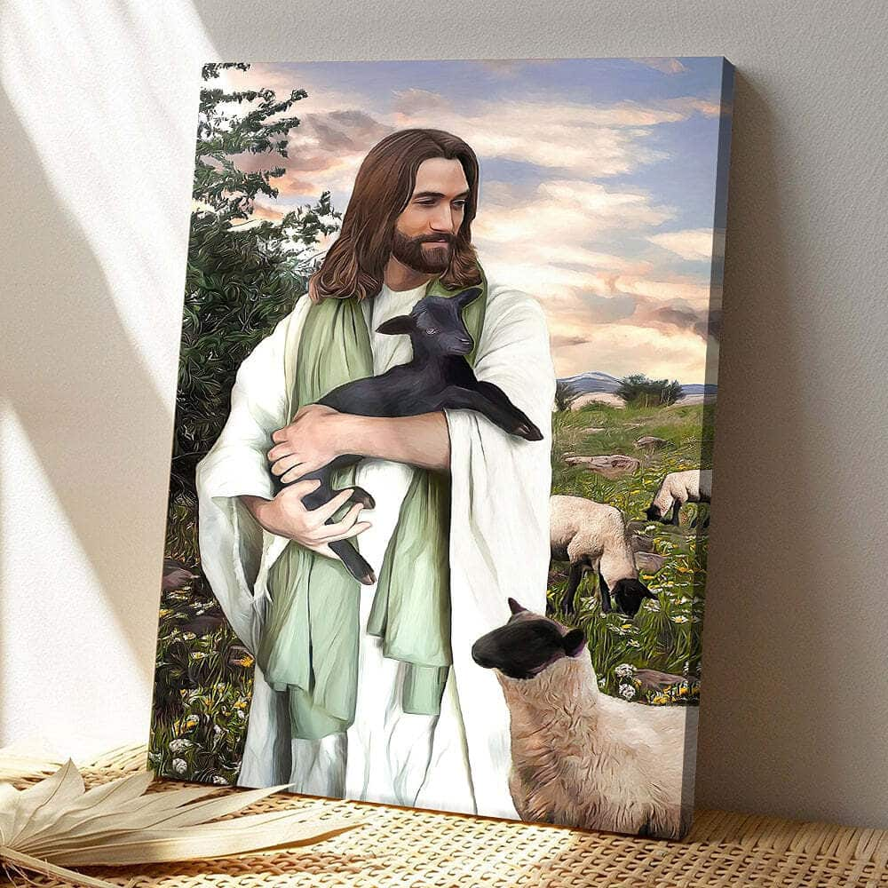 Jesus And Sheep Jesus Scripture Canvas Print