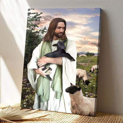 Jesus And Sheep Jesus Scripture Canvas Print