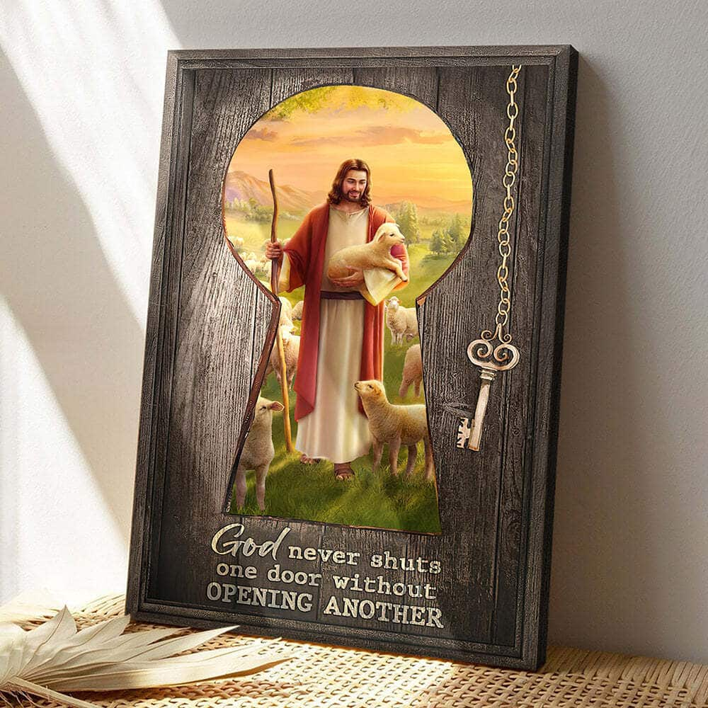 God Never Shuts One Door Without Opening Another 1 Jesus Bible Verse Scripture Canvas Print