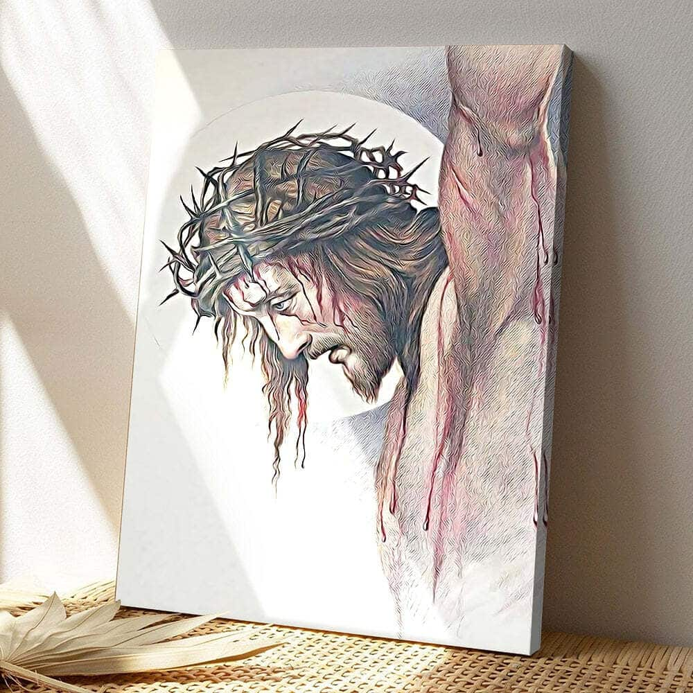 Jesus With Crown Of Thorns Jesus Christ Faith Gift For Christian Canvas Print