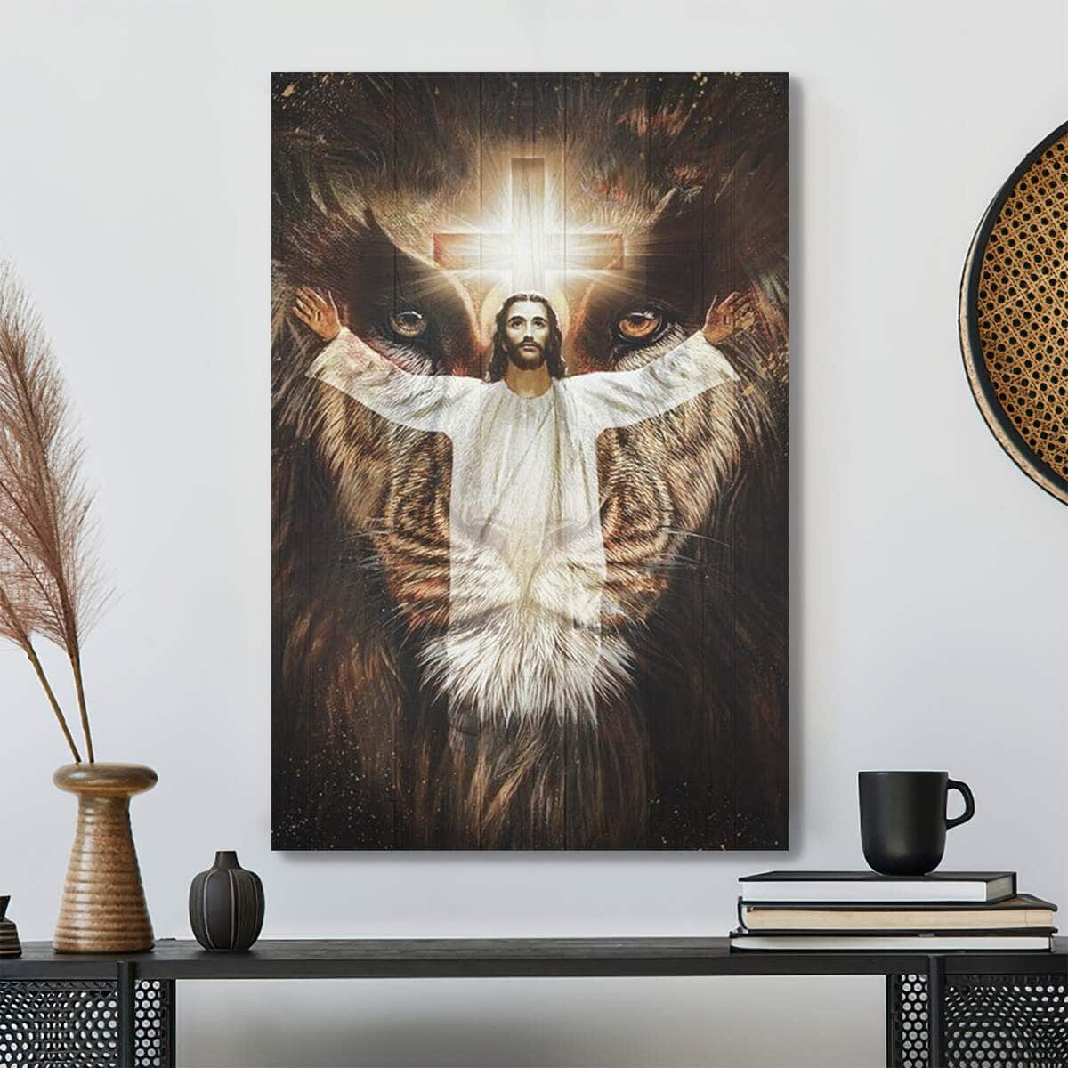 Jesus And The Lion Of Judah Bible Verse Scripture Canvas Print