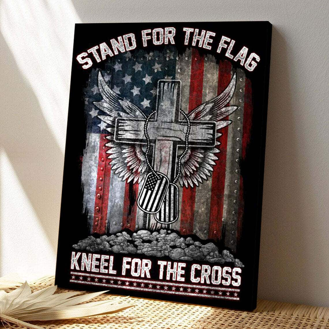 Stand For The Flag Kneel For The Cross Bible Verse Scripture Canvas Print