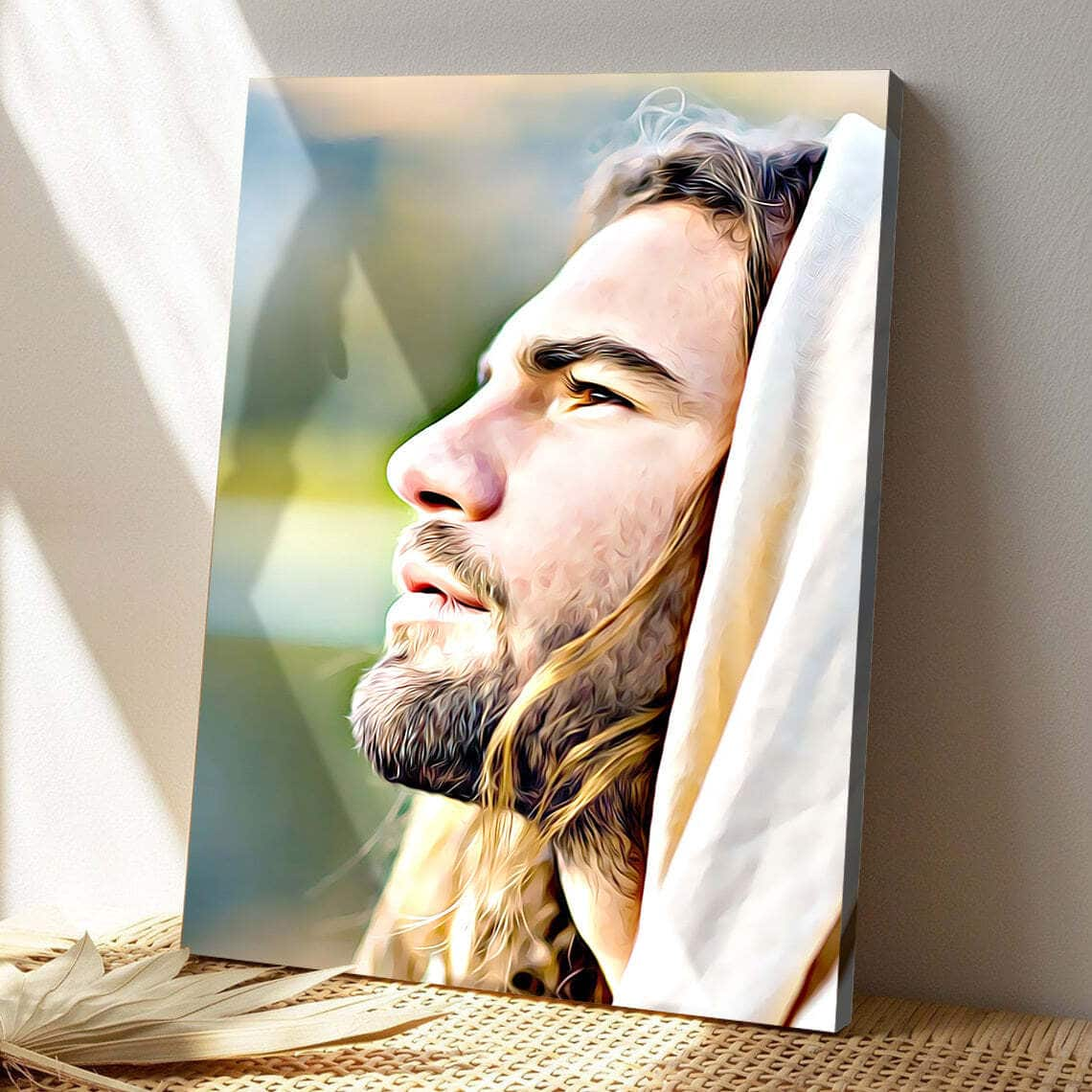 Christian Jesus Face Bible Verse Scripture Canvas Print