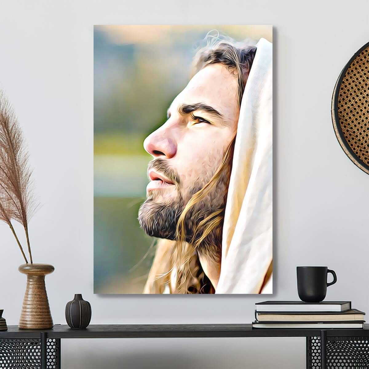 Christian Jesus Face Bible Verse Scripture Canvas Print