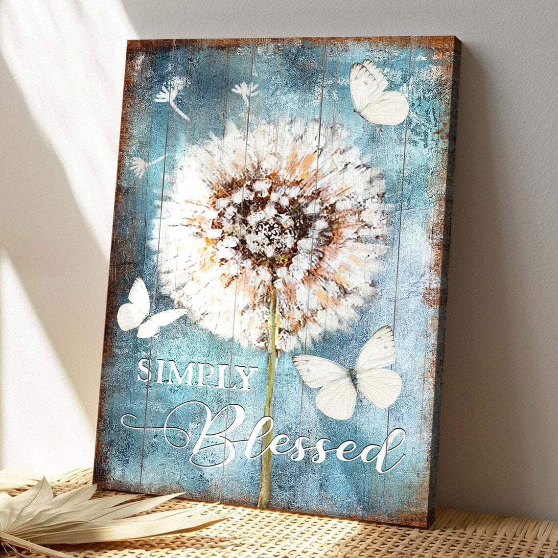 Dandelion Simply Blessed Bible Verse Scripture Canvas Print