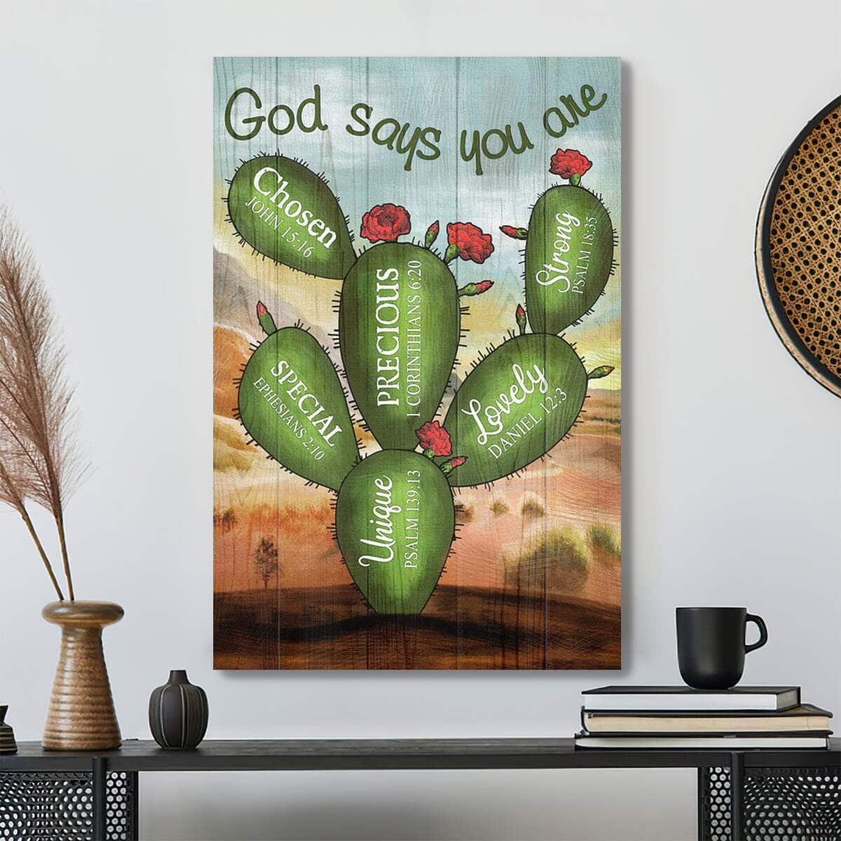 Cactus God Says You Are Bible Verse Scripture Canvas Print Cactus God Says You Are Bible Verse Scripture Canvas Print