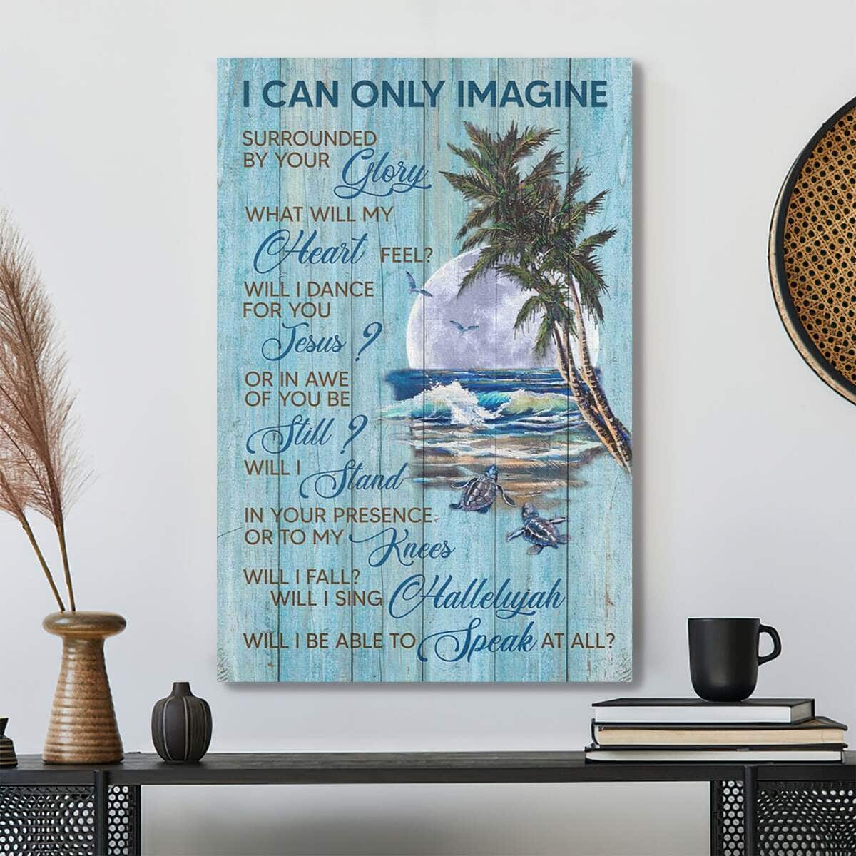 Turtles Toward The Beach Under The Moonlight I Can Only Imagine Bible Verse Scripture Canvas Print
