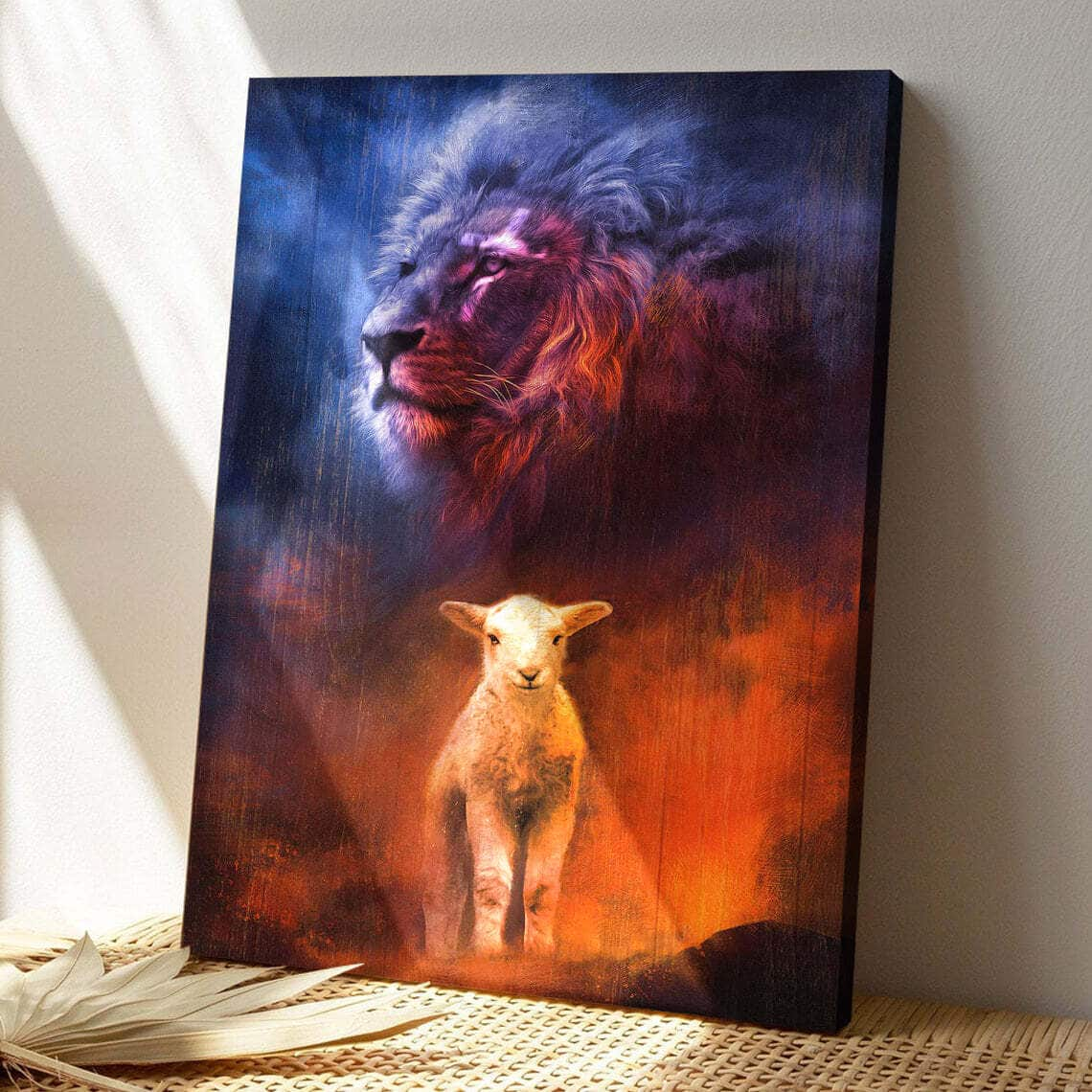 Lion And Lamb Christian Religious Canvas Print Gift