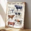 Cows God Says You Are Bible Verse Scripture Canvas Print