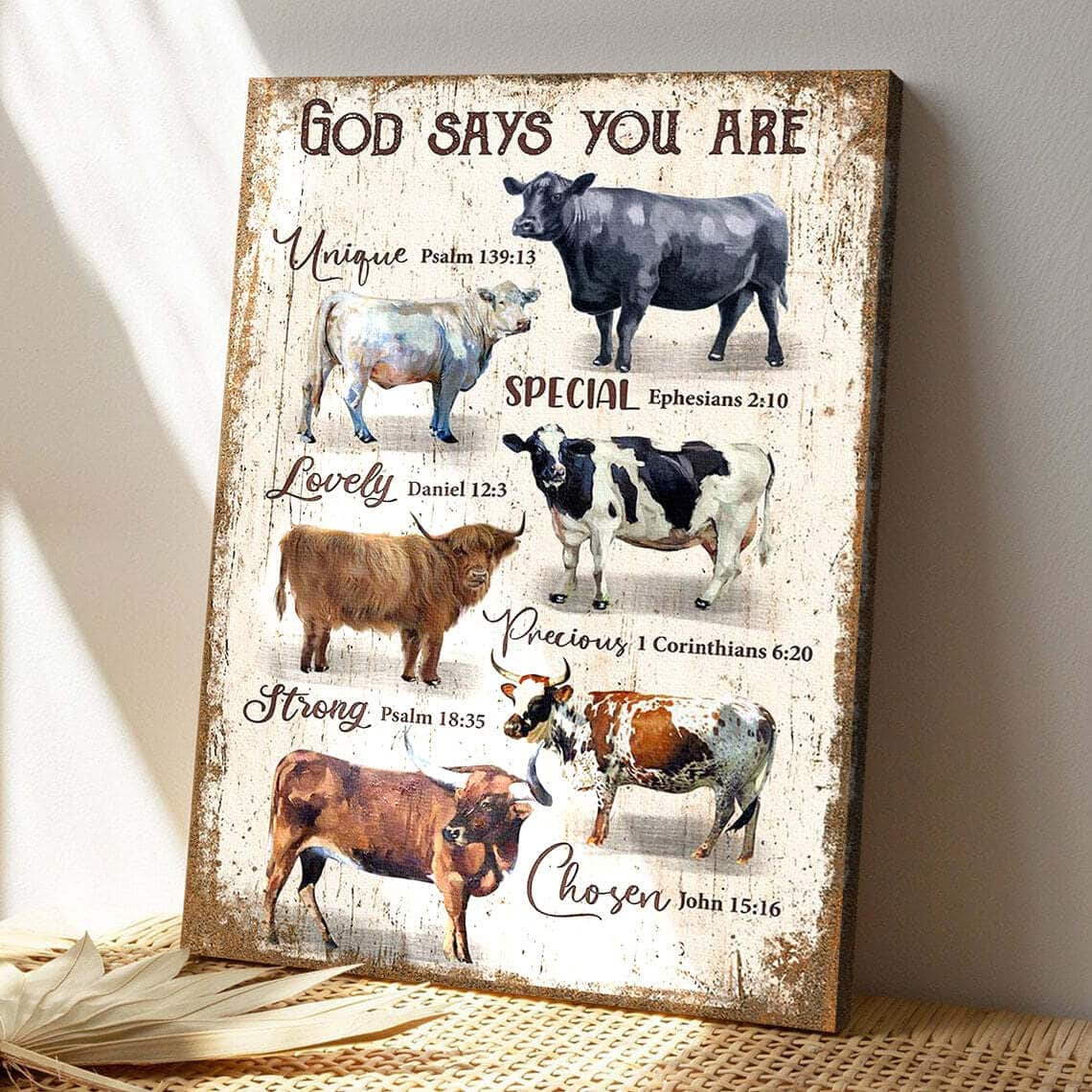 Cows God Says You Are Bible Verse Scripture Canvas Print