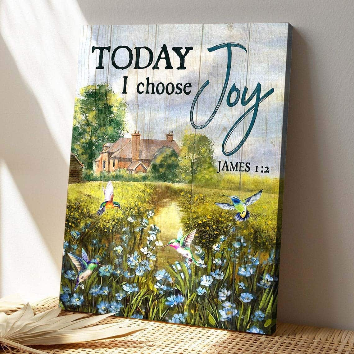 Tranquil Scenery Today I Choose Joy Bible Verse Scripture Canvas Print