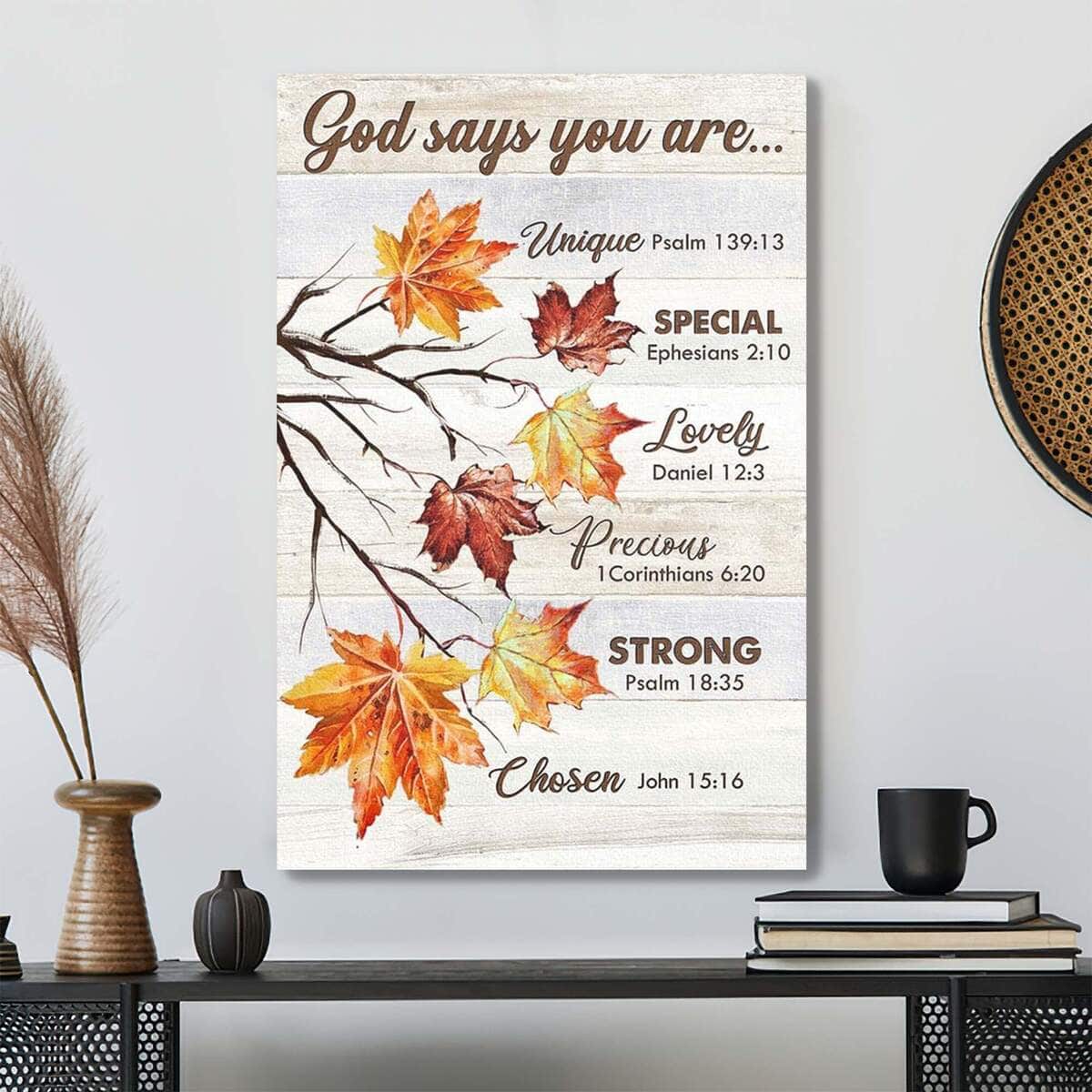 Maple Leaf God Says You Are Bible Verse Scripture Canvas Print Maple Leaf God Says You Are Bible Verse Scripture Canvas Print