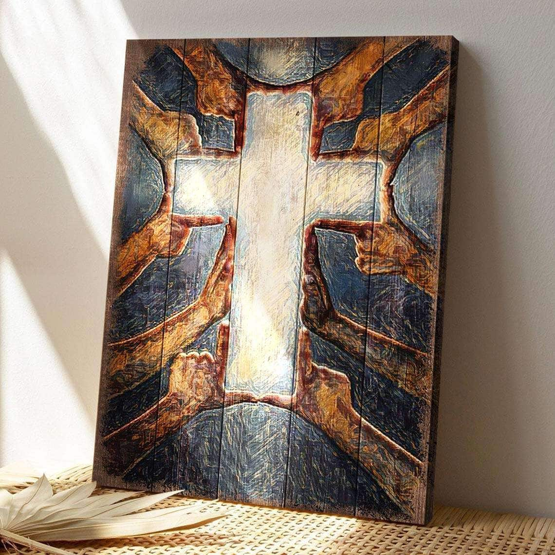 Beautiful Cross Formed By Hands Bible Verse Scripture Canvas Print