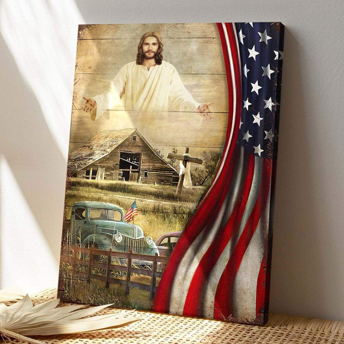 Jesus And Beautiful Farm Bible Verse Scripture Canvas Print