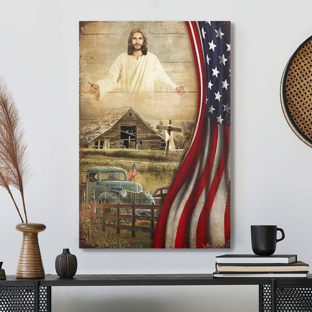 Jesus And Beautiful Farm Bible Verse Scripture Canvas Print