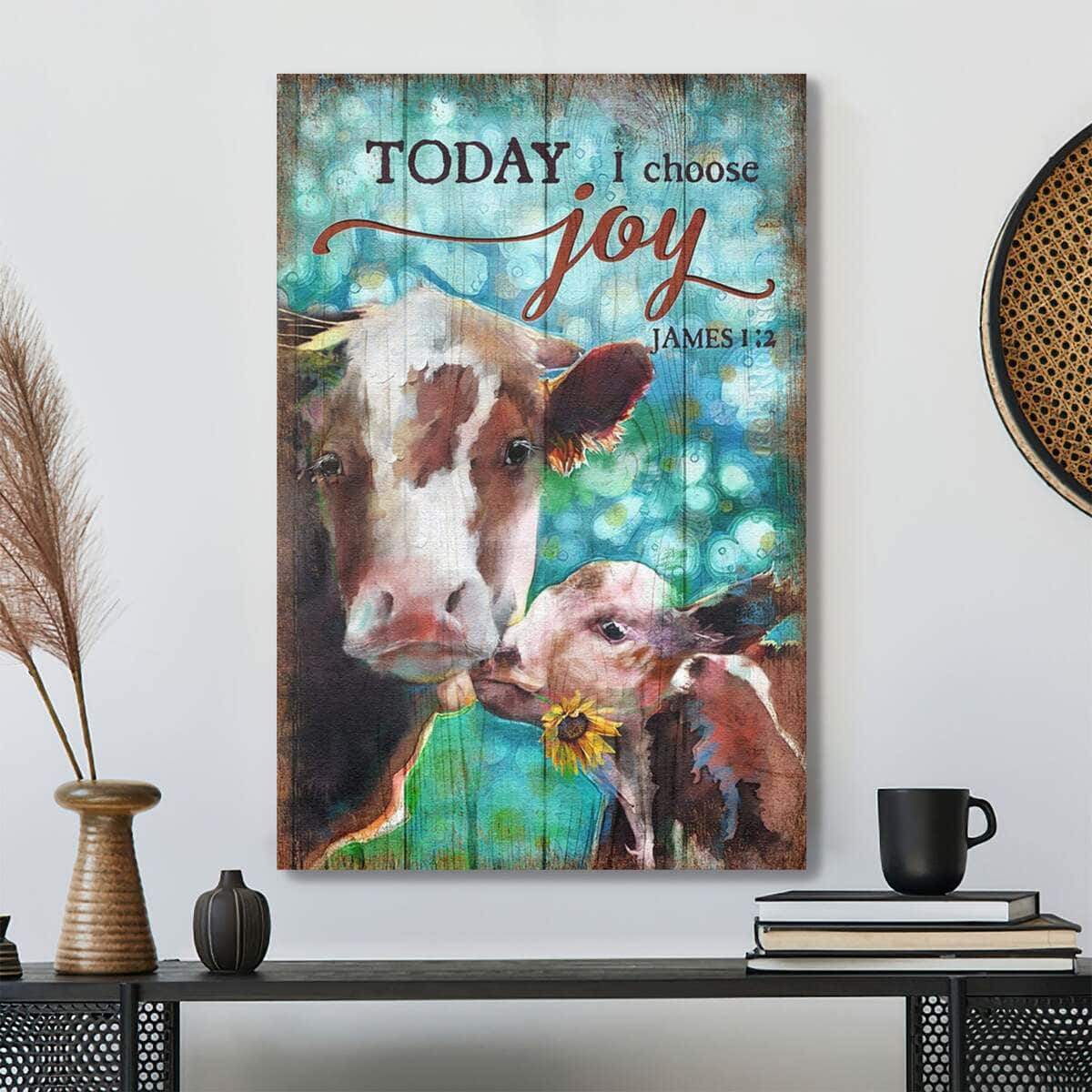 Cow Family Today I Choose Joy Bible Verse Scripture Canvas Print Cow Family Today I Choose Joy Bible Verse Scripture Canvas Print