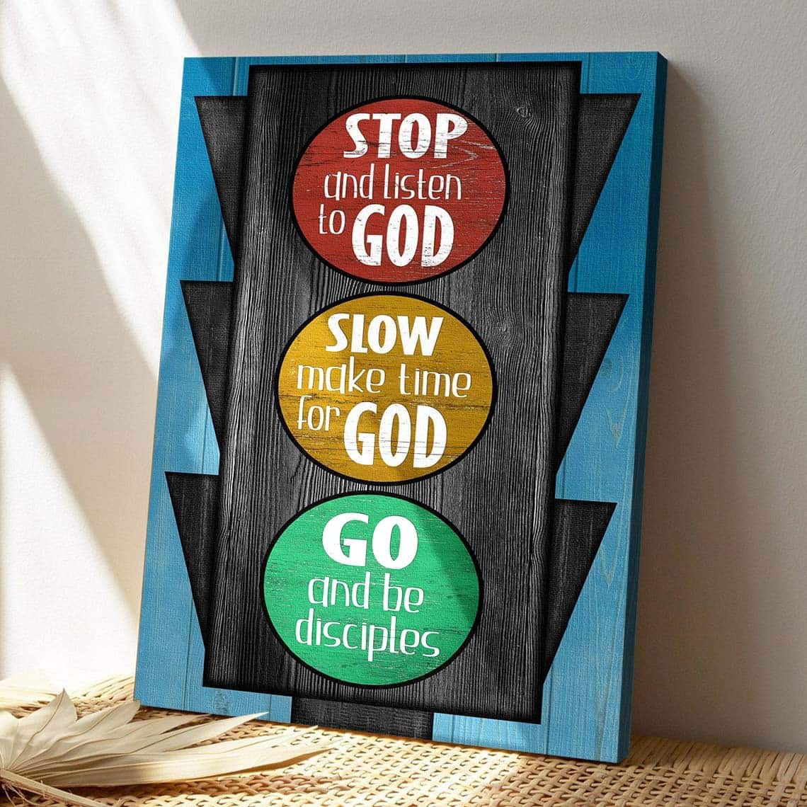 Traffic Light Stop And Listen To God Bible Verse Scripture Canvas Print