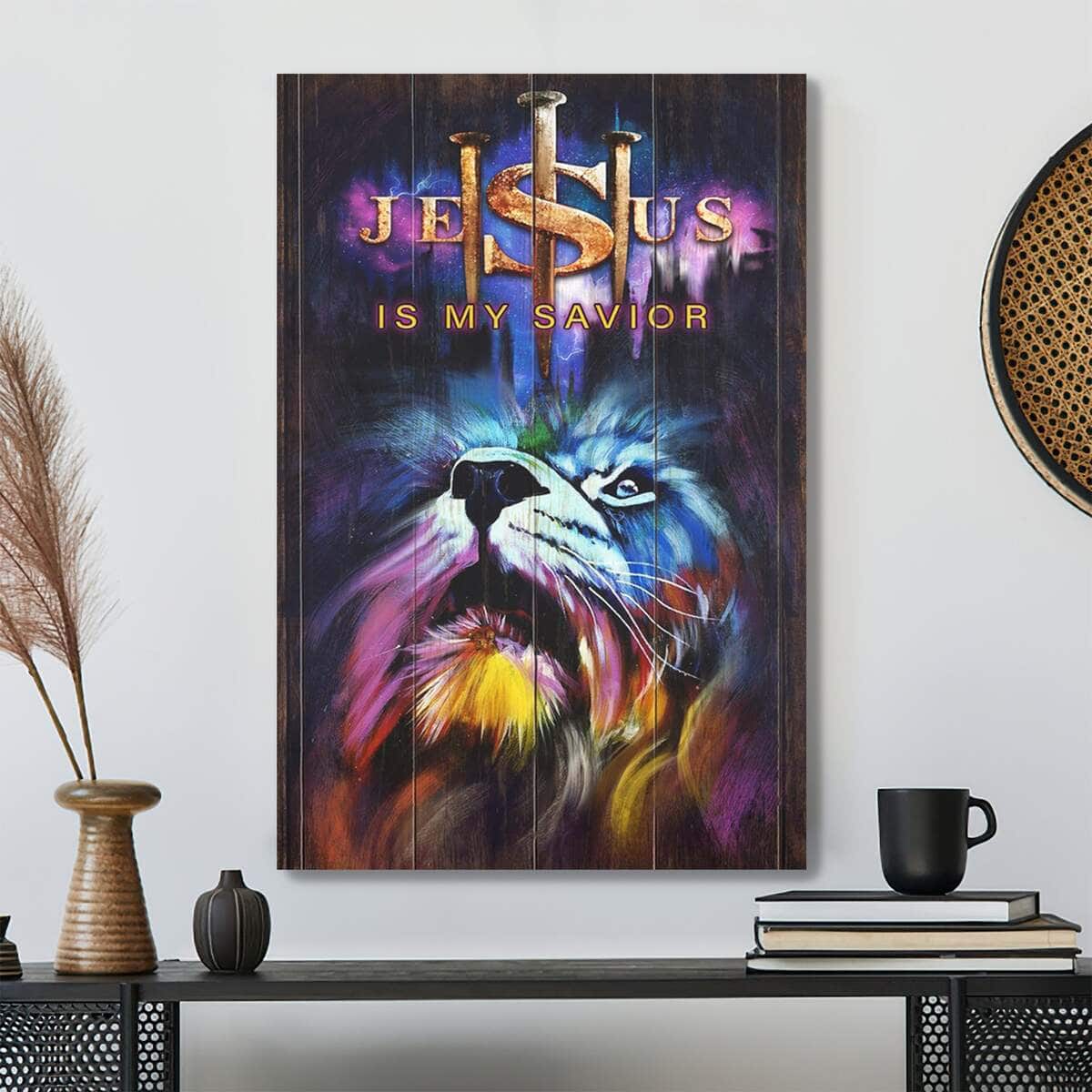Garish Lion Jesus Is My Savior Jesus Bible Verse Scripture Canvas Print Garish Lion Jesus Is My Savior Jesus Bible Verse Scripture Canvas Print